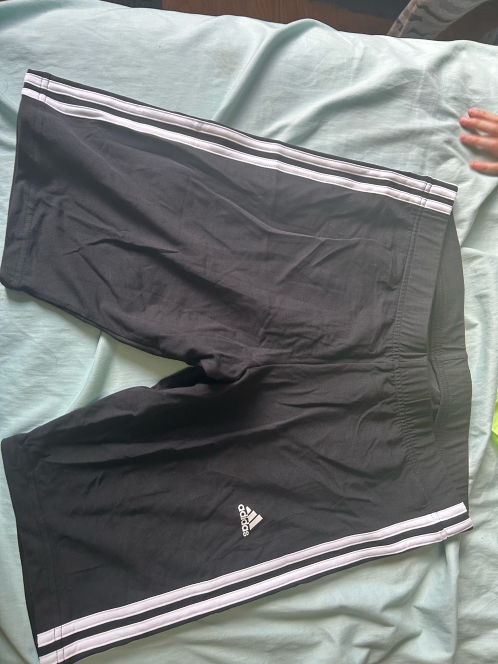 adidas Black bike Shorts with White Side Stripes